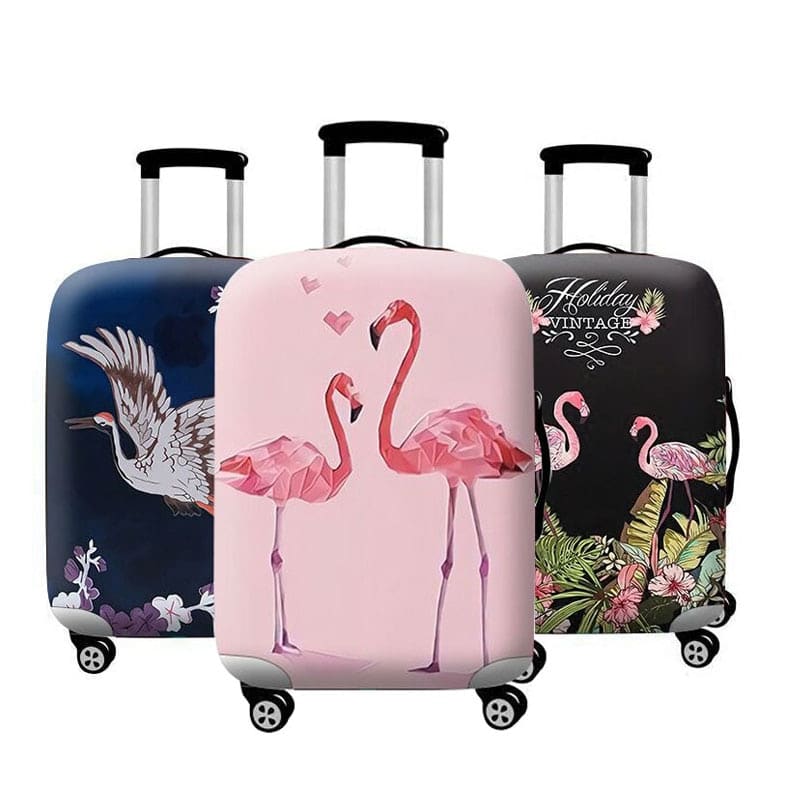 flamingo print suitcase cover, view 8 - MRSLM