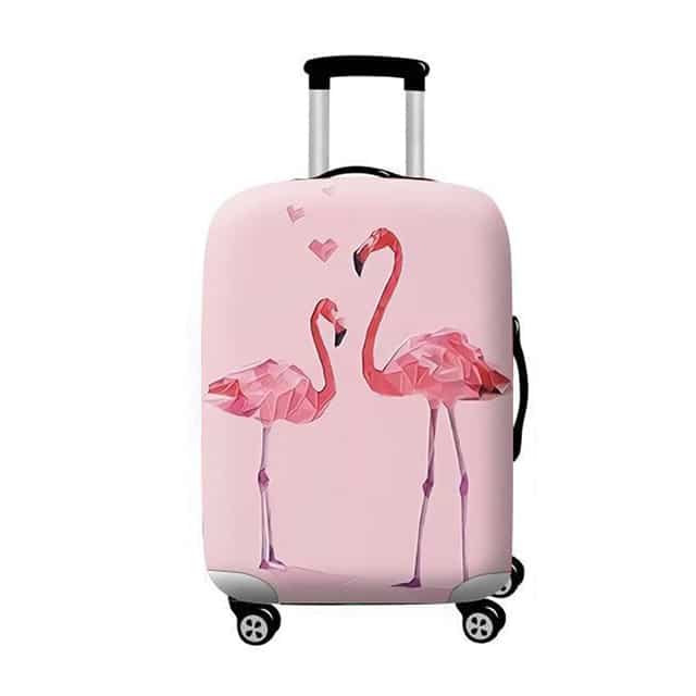 flamingo print suitcase cover, view 2 - MRSLM