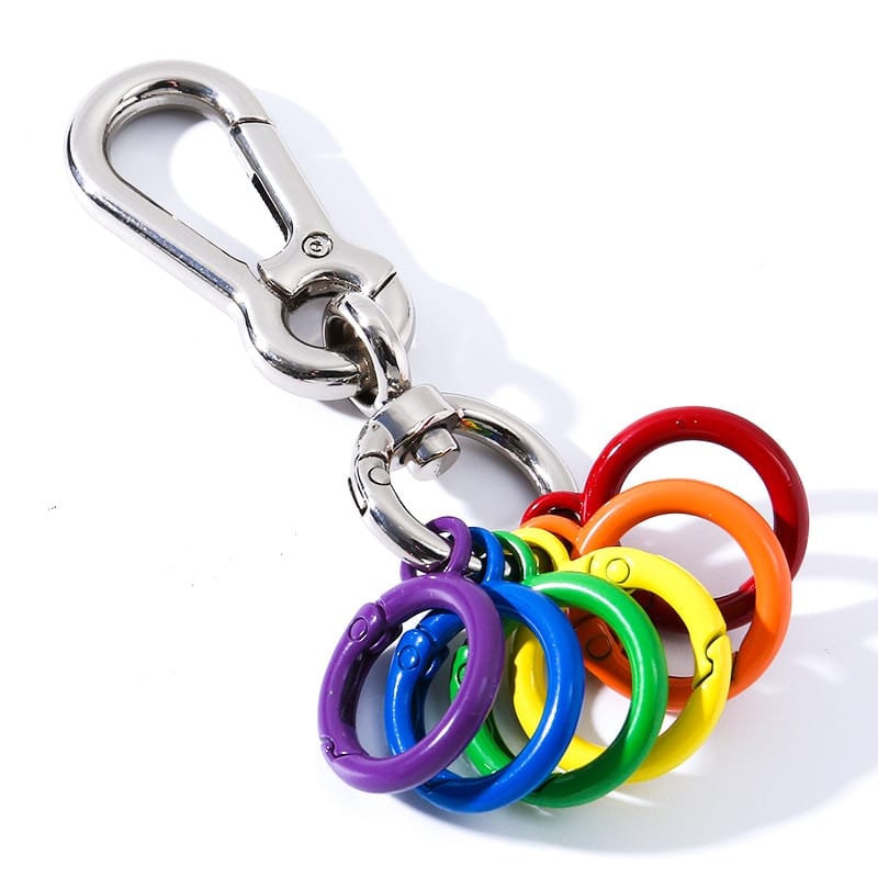 colorful round metal hook keychain, view 7 - MRSLM