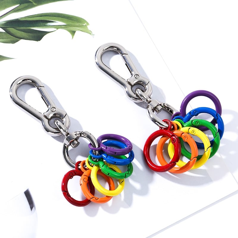 Colorful Round Metal Hook Keychain