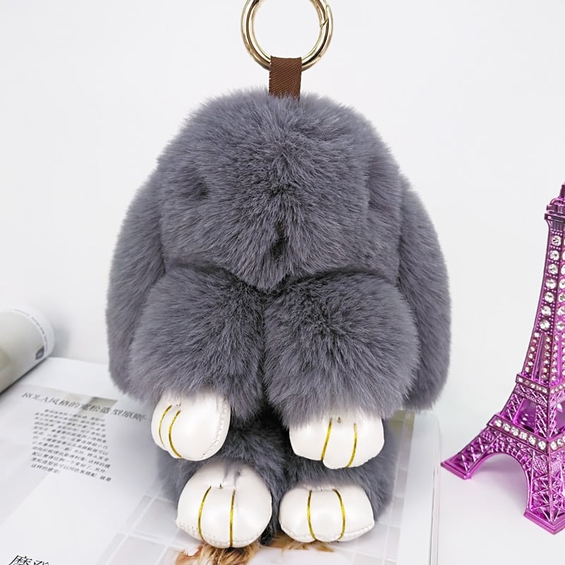 Large fluffy rabbit key ring, view 18 - MRSLM