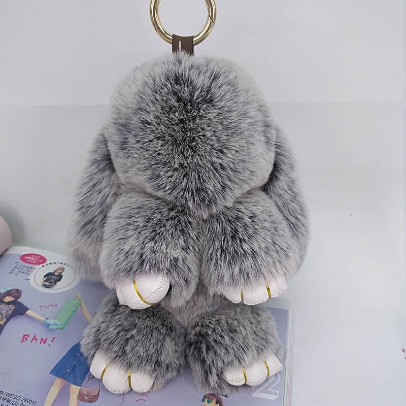 Large fluffy rabbit key ring, view 17 - MRSLM