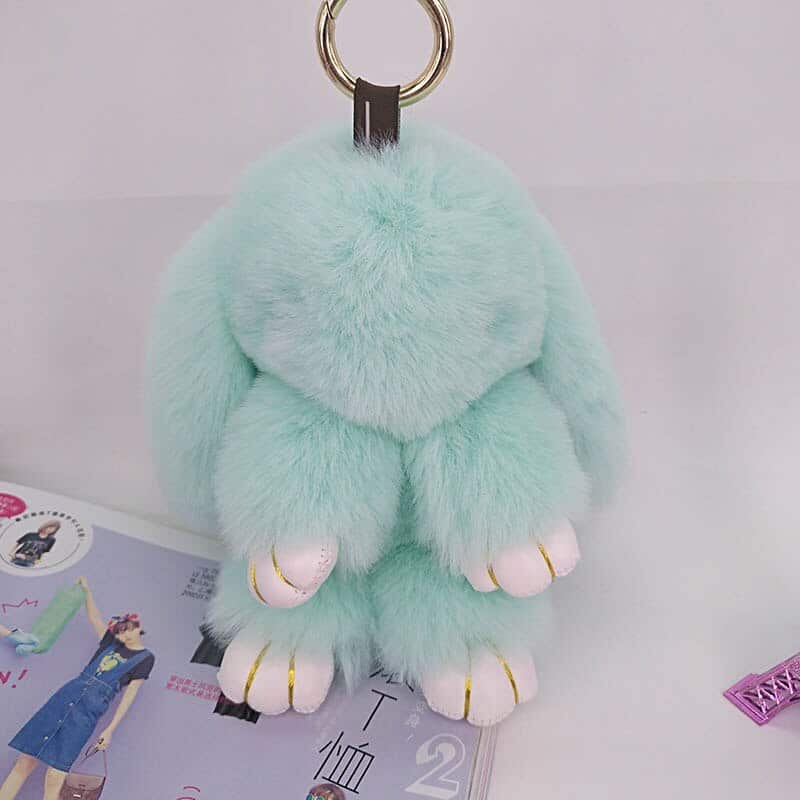 Large fluffy rabbit key ring, view 4 - MRSLM
