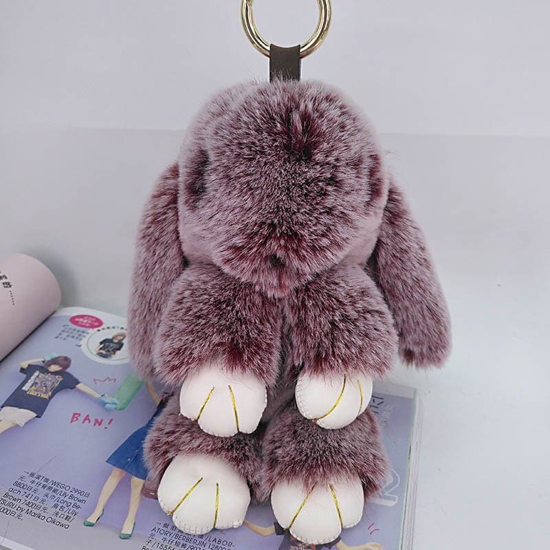 Large fluffy rabbit key ring, view 7 - MRSLM