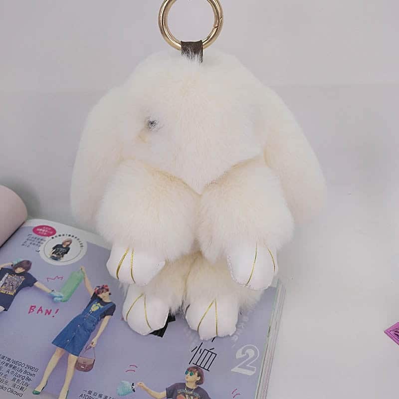 Large fluffy rabbit key ring, view 9 - MRSLM