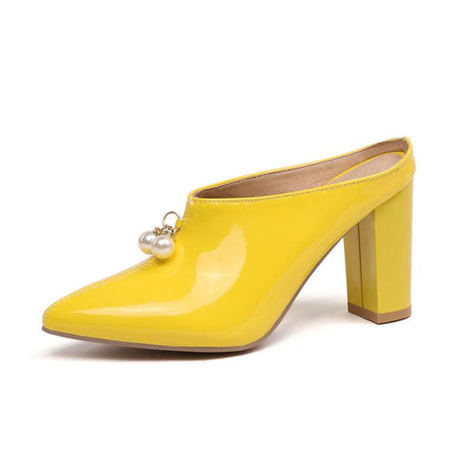 women's pearl pointed toe block heel slip-ons, view 3 - MRSLM