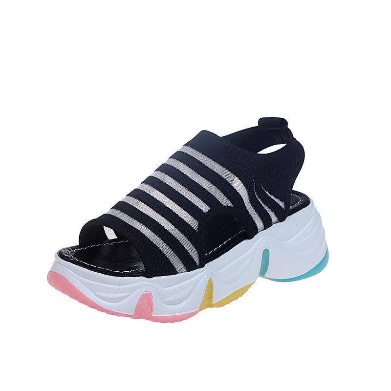 rainbow sole mid-heel slip-on sports sandals, view 4 - MRSLM