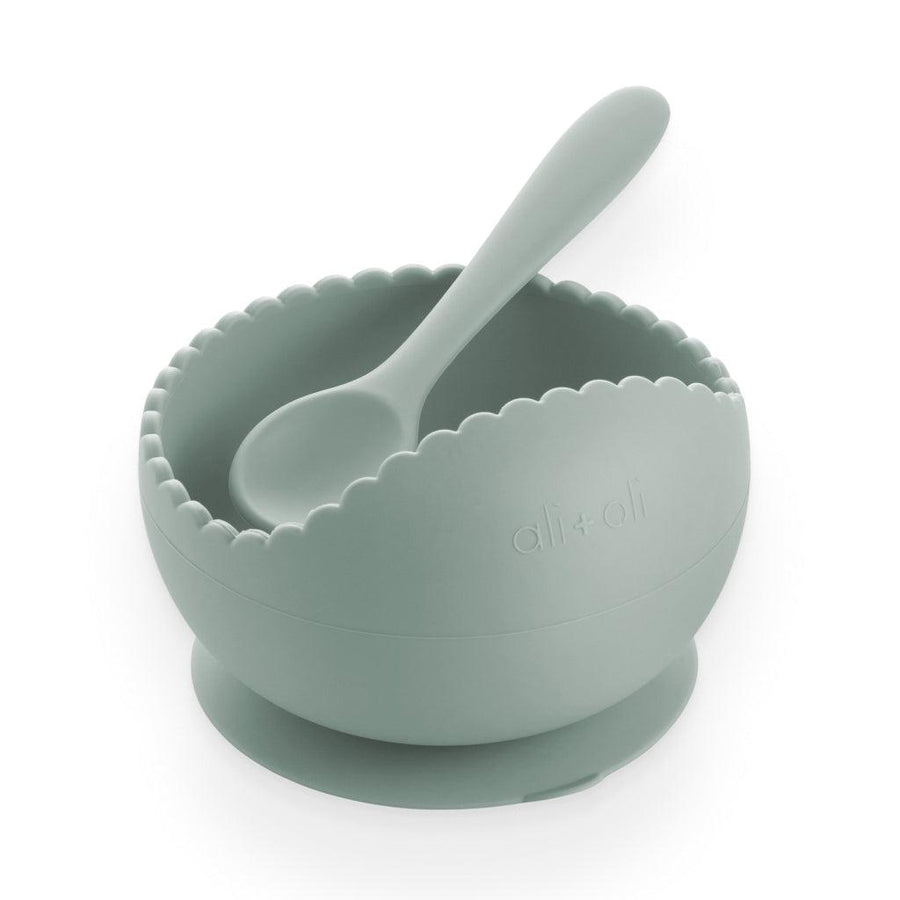 Mint Wavy Suction Bowl & Spoon Set - MRSLM