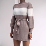 Women's half high collar knitted dress, view 3 - MRSLM