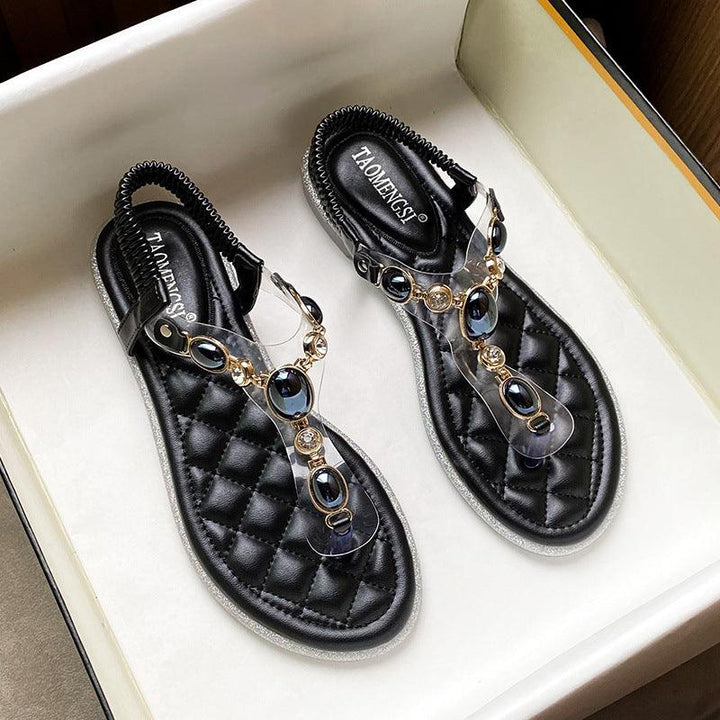 Flat Flip Flops Rhinestone Roman Flip-Flops Large Size - MRSLM