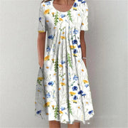 Women's Skirt Slim Round Neck Pocket Print - MRSLM