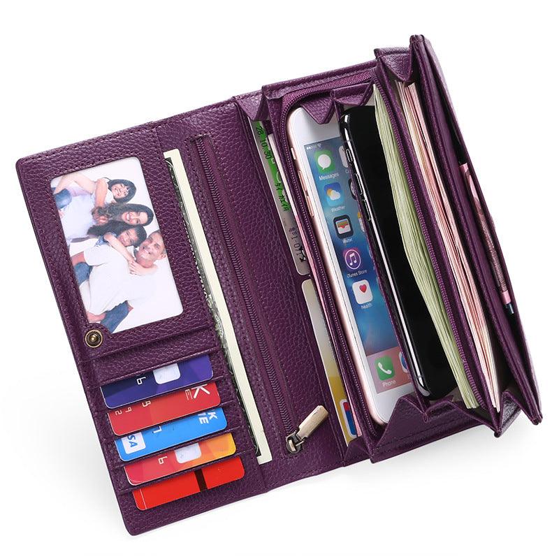 Ladies New First Layer Leather Long Wallet