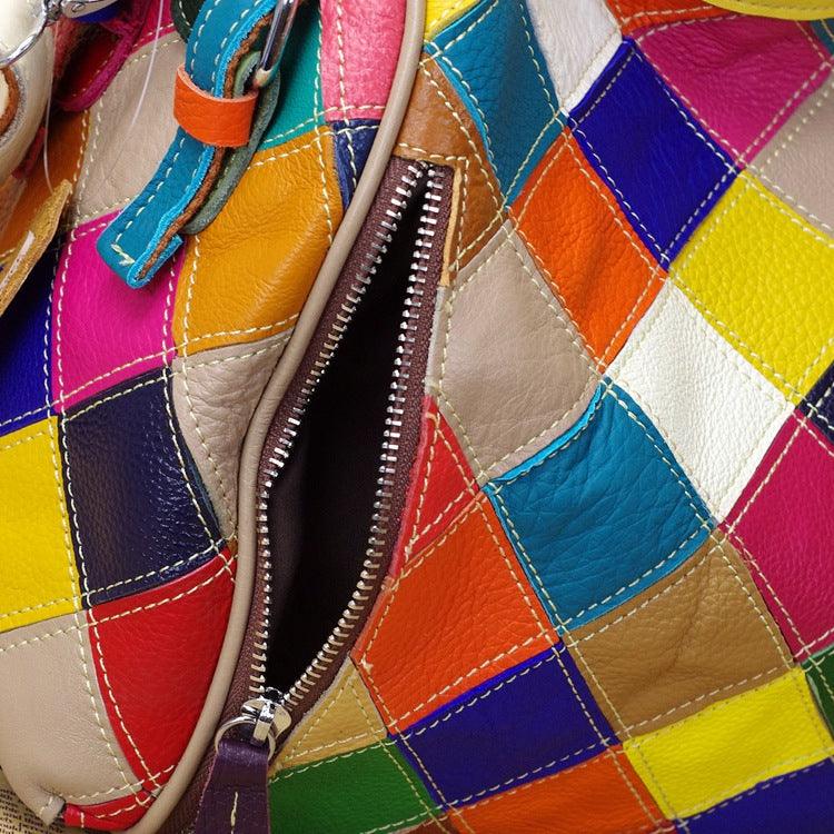 patchwork leather shoulder bag, view 8 - MRSLM