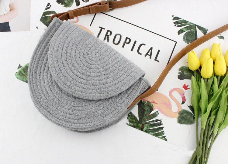 woven straw one-shoulder messenger bag, view 5 - MRSLM