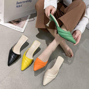 Korean style pointed toe closed-toe half slippers - MRSLM
