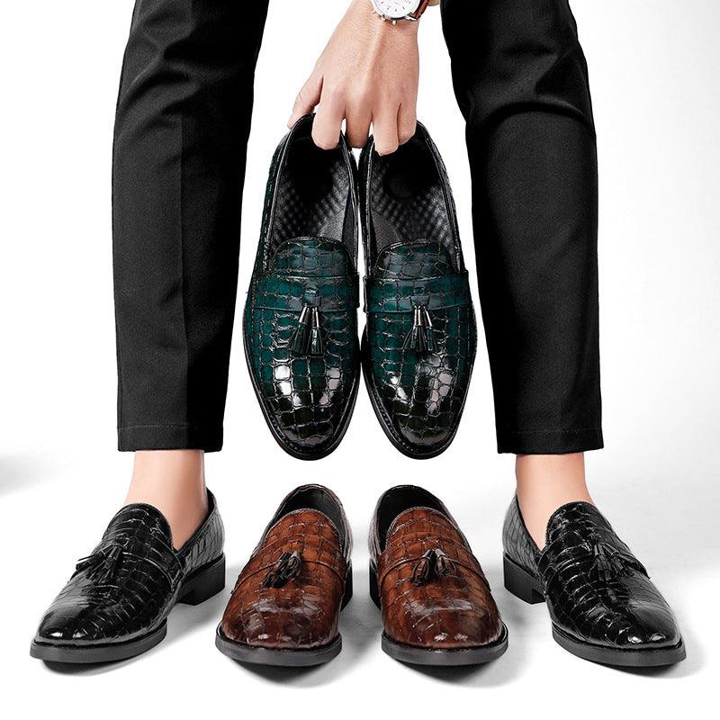 Men's vintage pointed toe snake pattern shoes - MRSLM