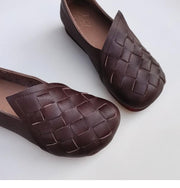 leather woven retro women's shoes - MRSLM