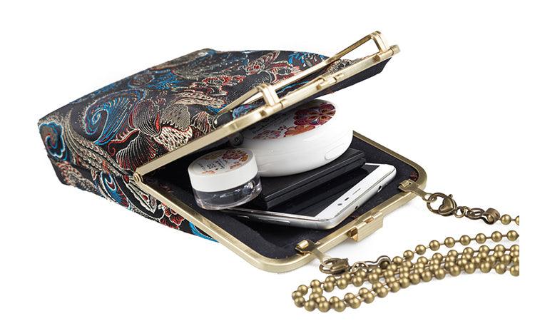 Fabric crossbody phone bag butterfly flowers, view 4 - MRSLM