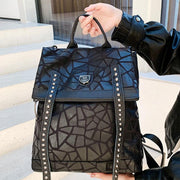 black leather women's backpack, view 5 - MRSLM