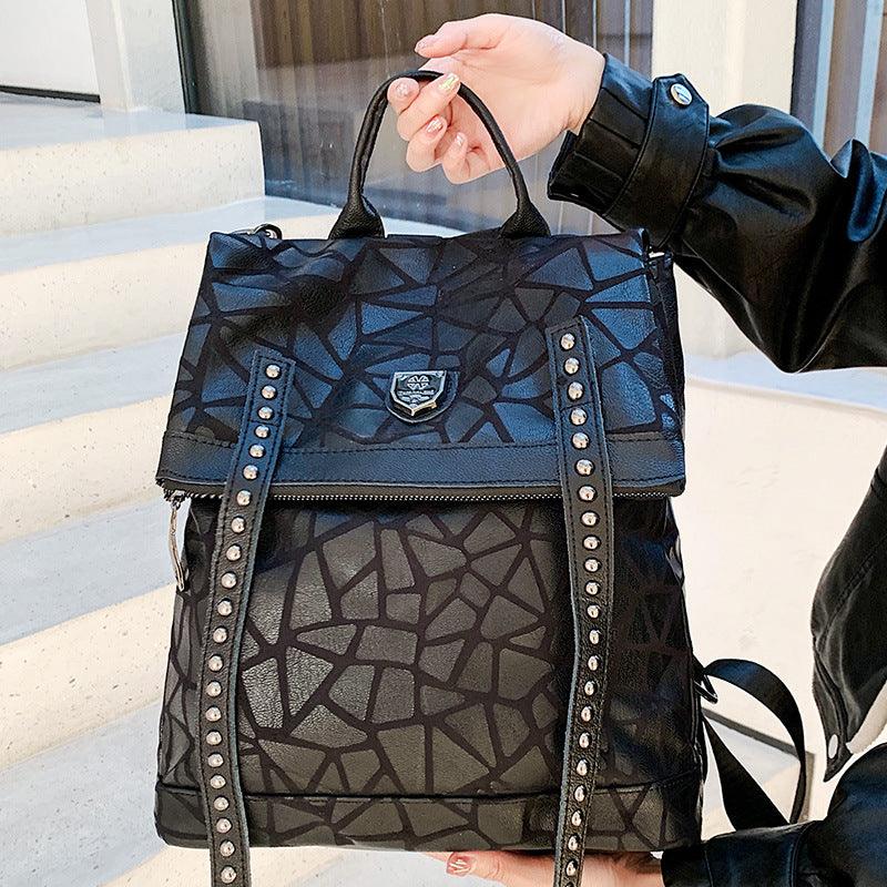 black leather women's backpack, view 5 - MRSLM