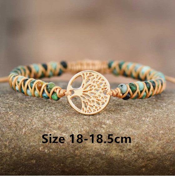 Natural stone bead woven friendship bracelet, view 7 - MRSLM