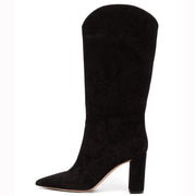 Pointed toe thick heel knee-length boots, view 3 - MRSLM