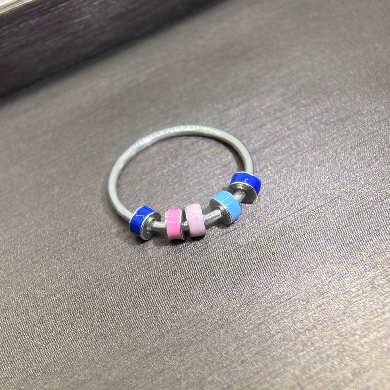 women's colorful bead silver ring, view 3 - MRSLM