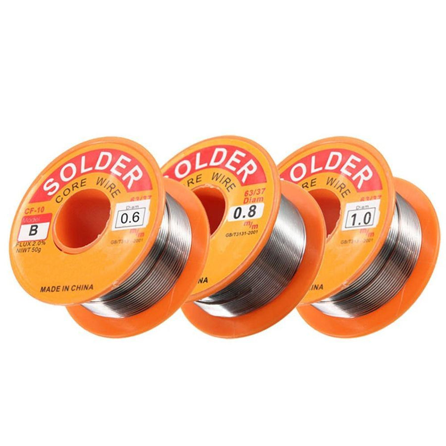 50g 0.5/0.6/0.8/1.0mm 63/37 FLUX 2.0% 45FT Tin Lead Tin Wire Melt Rosin Core Solder Soldering Wire Roll - MRSLM