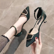 pointed toe low-heel buckle sandals, view 3 - MRSLM