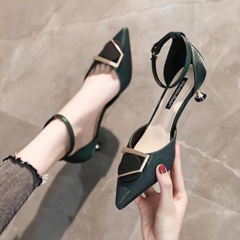 pointed toe low-heel buckle sandals, view 3 - MRSLM