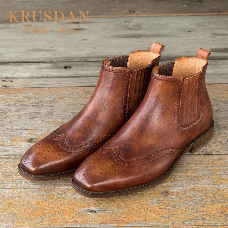 Men's vintage lace-up leather boots, view 4 - MRSLM