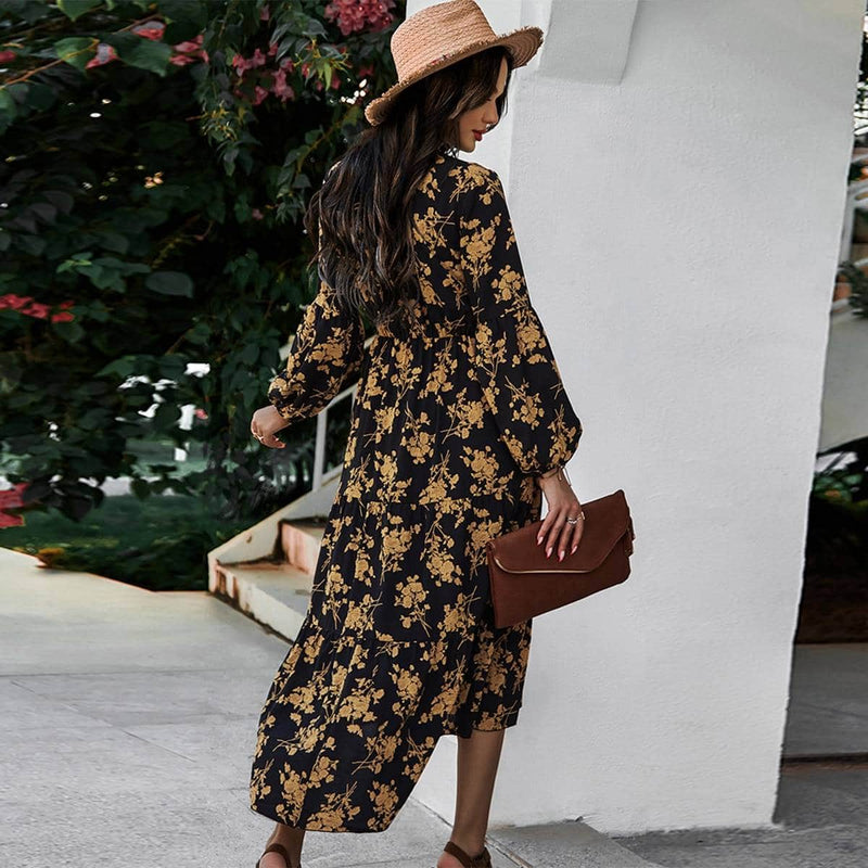 black and gold midi dress, view 5 - MRSLM