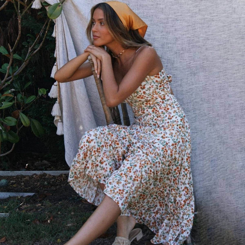 boho floral linen dress, view 4 - MRSLM
