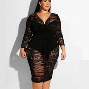 deep v-neck long sleeved dress, view 4 - MRSLM