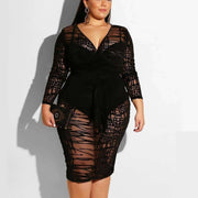 deep v-neck long sleeved dress, view 7 - MRSLM