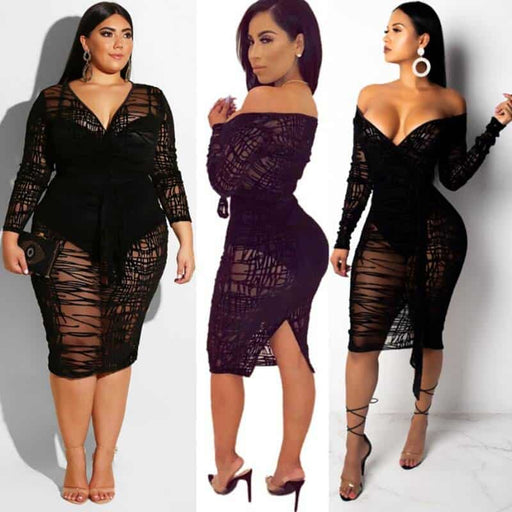 deep v-neck long sleeved dress - MRSLM