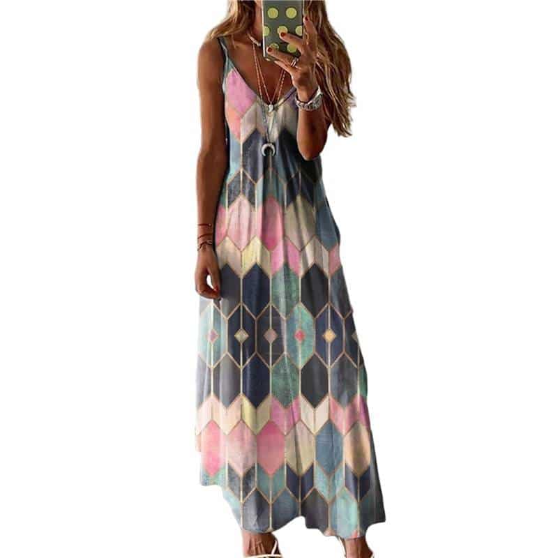 women's printed casual long dress, view 9 - MRSLM