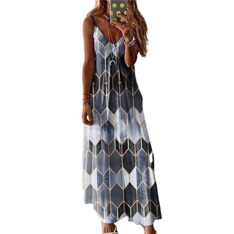 women's printed casual long dress, view 7 - MRSLM