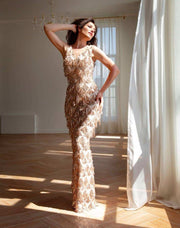 elegant long sequined dress, view 7 - MRSLM