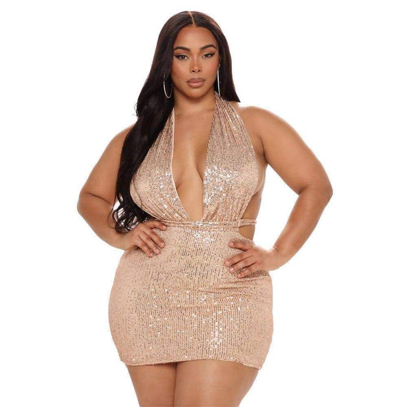 v neck sequin dress - MRSLM