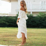 white off-shoulder dress for women, view 5 - MRSLM