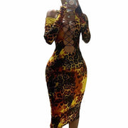 Leopard printed full sleeve dress - MRSLM