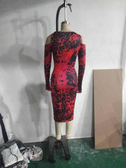 Leopard printed full sleeve dress, view 7 - MRSLM