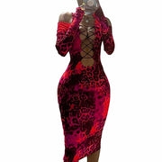 Leopard printed full sleeve dress, view 2 - MRSLM