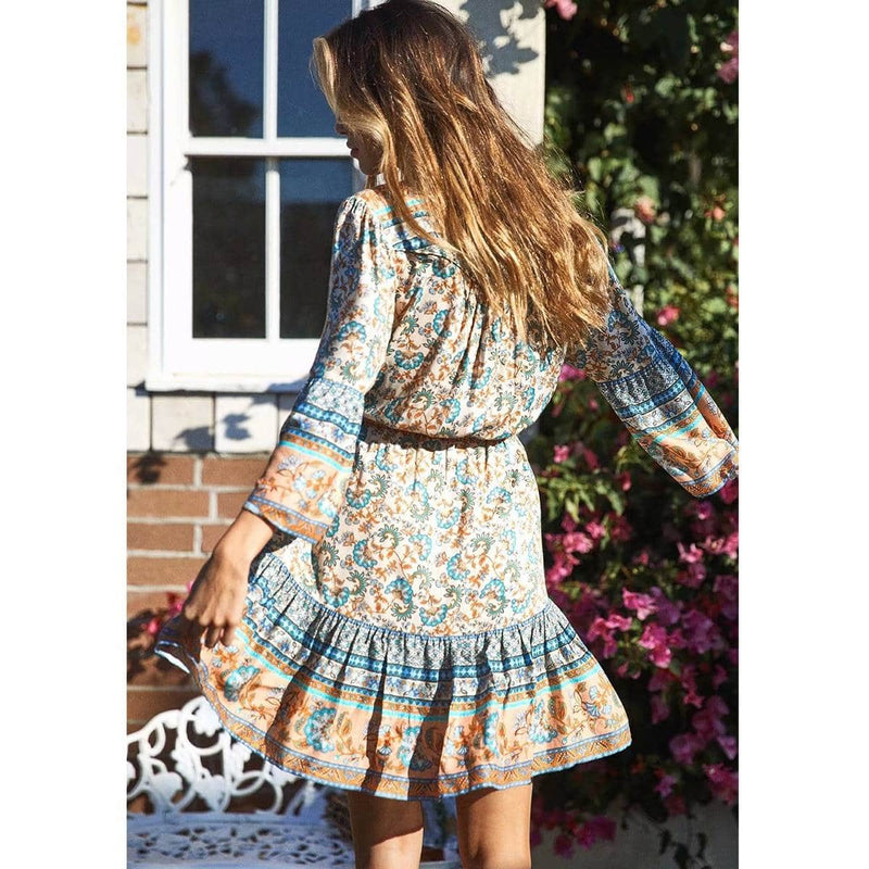 Boho print mini dress for women, view 8 - MRSLM