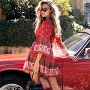 Boho print mini dress for women, view 5 - MRSLM