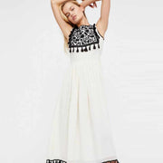 hand embroidered tassel midi dress, view 4 - MRSLM