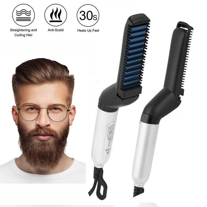 Beard Straightener Quick Men Hair Beard Styler Comb Multifunctional Hair Curling Curler Show Cap Hair Styling Comb - MRSLM