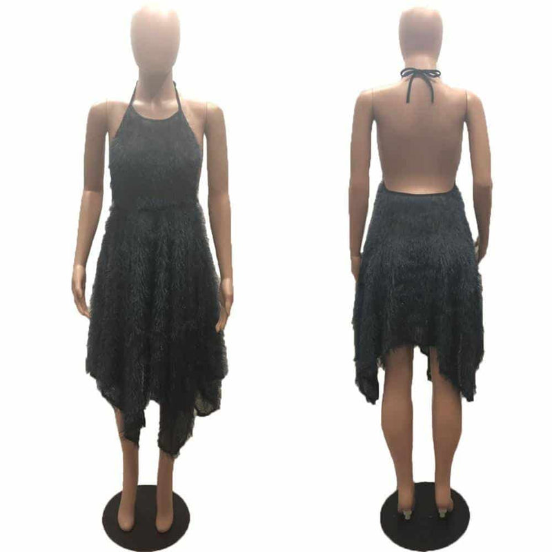 high waist asymmetrical dress, view 9 - MRSLM