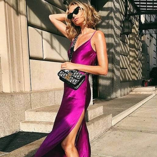 High-waisted maxi satin dress - MRSLM